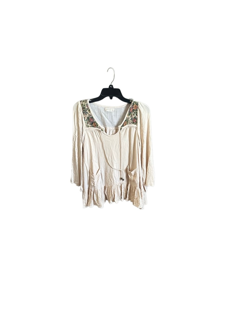 Altar'd State Cream Embroidered Yoke Tunic with Tie Front and Pockets. Medium - Picture 3 of 9